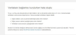 wordpress-veritabani-baglantisi-kurulurken-hata-olustu